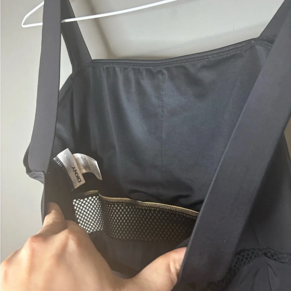 DKNY Black Mesh Panel One Piece Swimsuit | Size 14 | Chic Cutout - Picture 6 of 9